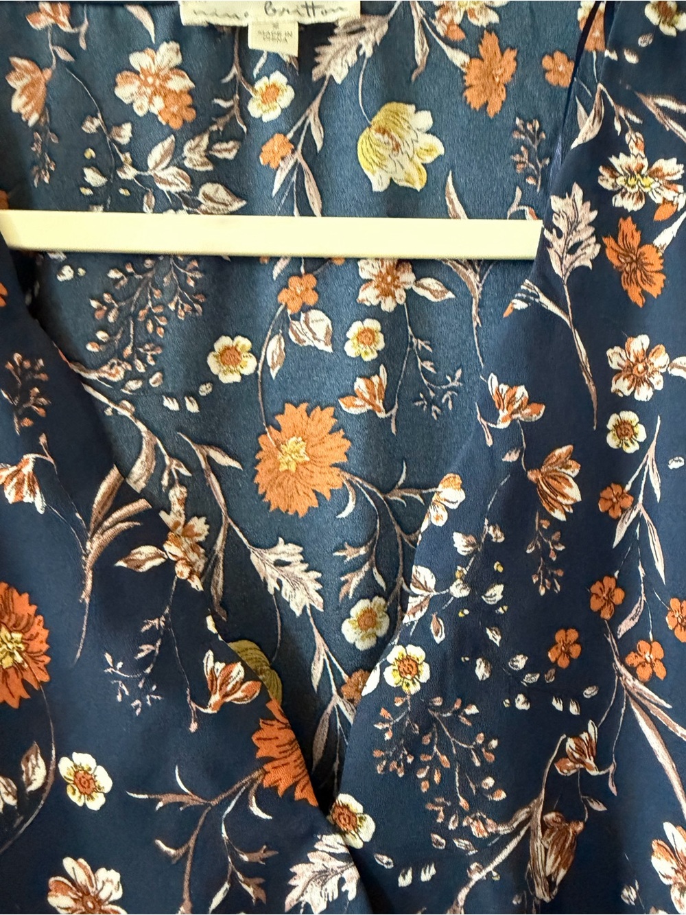 nine britton Navy Floral Wrap Blouse with Tie Waist - Picture 3 of 6